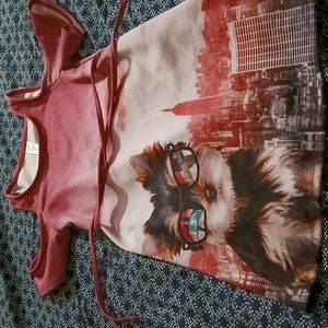 Adorable Girls dress new York with Yorkie puppy